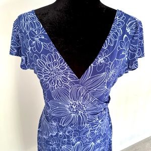Pretty Periwinkle Blue & White Midi Dress by New York & Company. Size M